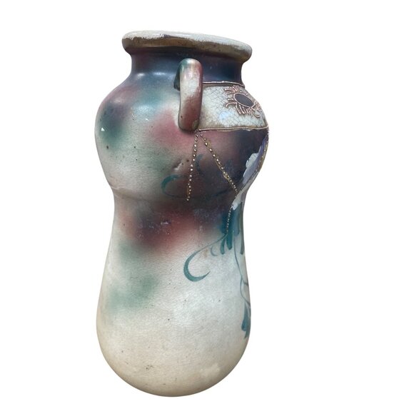Art Nouveau Amphora style vtg floral beaded teplitz 11 vase SKU 9813